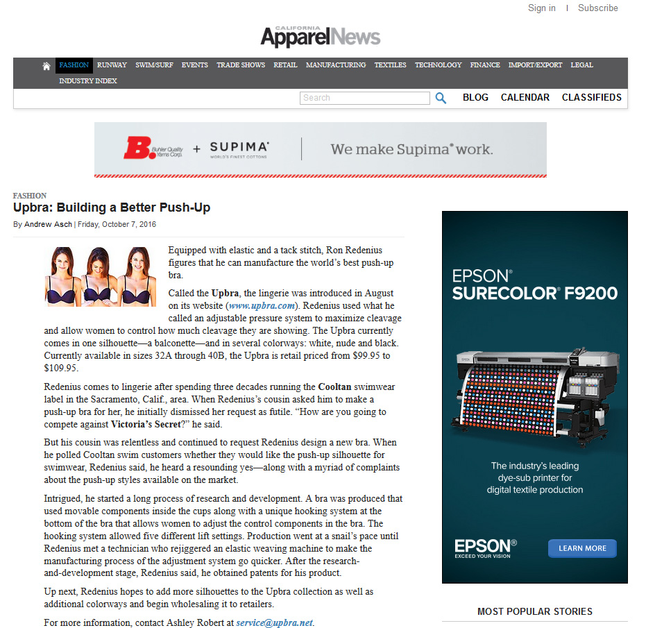 Upbra on Body Website